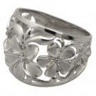 Queen Plumeria Dome Ring with Diamonds in White Gold 18mm