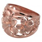 Queen Plumeria Dome Ring with Diamonds in Rose Gold 18mm