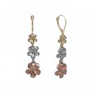 Queen Plumeria Diamond Leverbacks Tri Gold 9mm/11mm/13mm