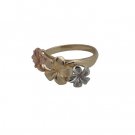 Queen Plumeria Triple Flower Tri Gold Ring