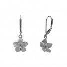 Plumeria Leverback Earrings White Gold 11mm