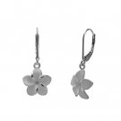 Plumeria Leverback Earrings White Gold 15mm