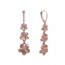 Queen Plumeria Three Flower Leverbacks Rose Gold 9mm/11mm/13mm