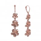 Queen Plumeria Three Flower Diamond Leverbacks Rose Gold 11mm/13mm/15mm