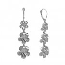 Queen Plumeria Three Flower Diamond Leverbacks White Gold 11mm/13mm/15mm