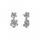 Queen Plumeria Two Flower Diamond Earrings White Gold 9mm/11mm