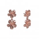 Queen Plumeria Two Flower Earrings Rose Gold 11mm/13mm