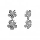 Queen Plumeria Two Flower Earrings White Gold 11mm/13mm