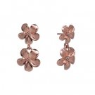 Queen Plumeria Two Flower Diamond Earrings Rose Gold 11mm/13mm