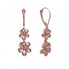 Queen Plumeria Two Flower Diamond Leverbacks Rose Gold 9mm/11mm