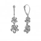 Queen Plumeria Two Flower Diamond Leverbacks White Gold 9mm/11mm