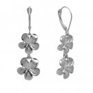 Queen Plumeria Two Flower Leverbacks White Gold 11mm/13mm