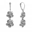 Queen Plumeria Two Flower Diamond Leverbacks White Gold 11mm/13mm