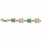 Turtle Gold and Green Enamel Bracelet