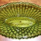 Green Candy Dish-Cut Glass-Vintage