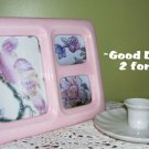 Picture Frame - Pink - Ceramic - 3 Photos - vintage
