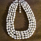 4 Strand Beaded Pearlescent Necklace - vintage