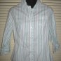 RIDERS Turquoise & White Striped Shirt Top Medium MINT
