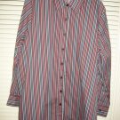 Womens Roaman’s Red White Black Burgundy Striped Button Down Shirt Large