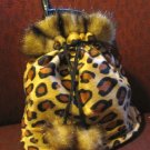 Leopard drawstring mini purse