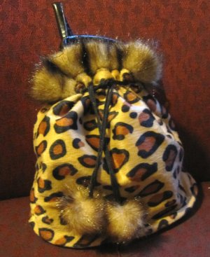 Leopard drawstring mini purse