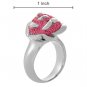 Nice Brand New Ring with Genuine Crystals Made in Pink Enamel