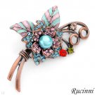 RUCINNI Attractive Brand New Brooch with Crystals and Faux Pearl Made in Rose