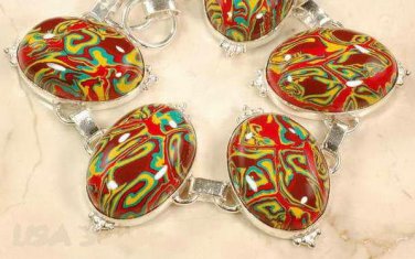 Rainbow Calsilica Sterling Silver Bracelet