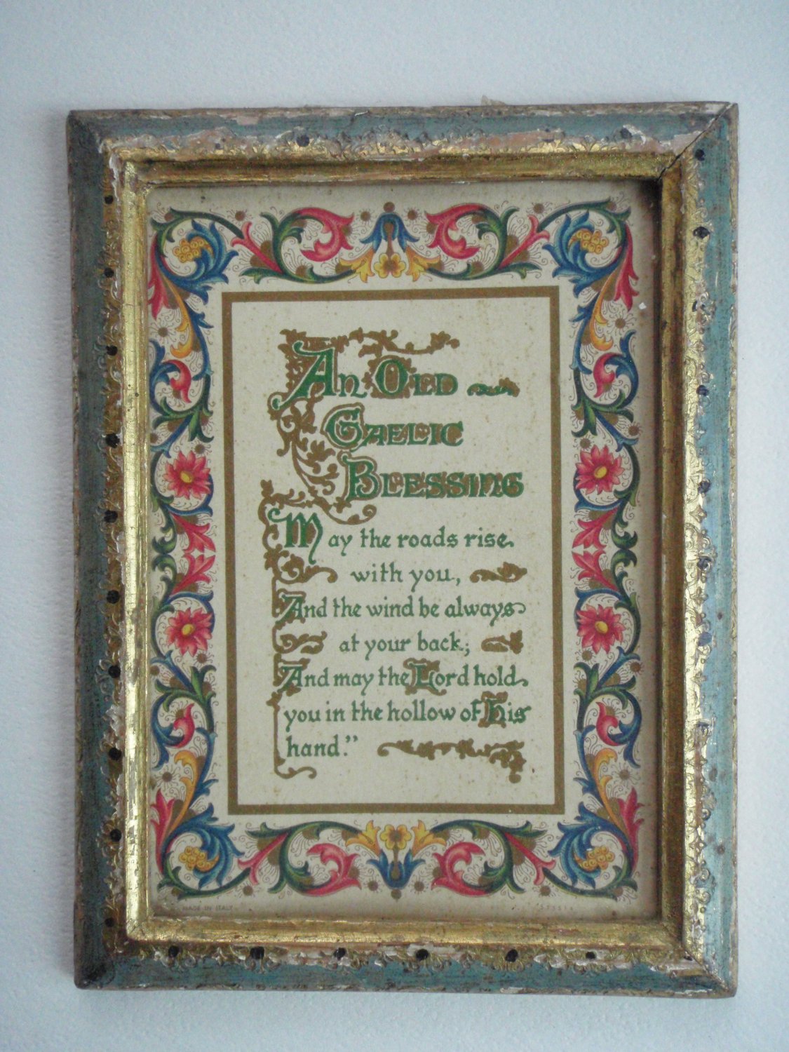 Vintage Old Gaelic Blessing Print Framed