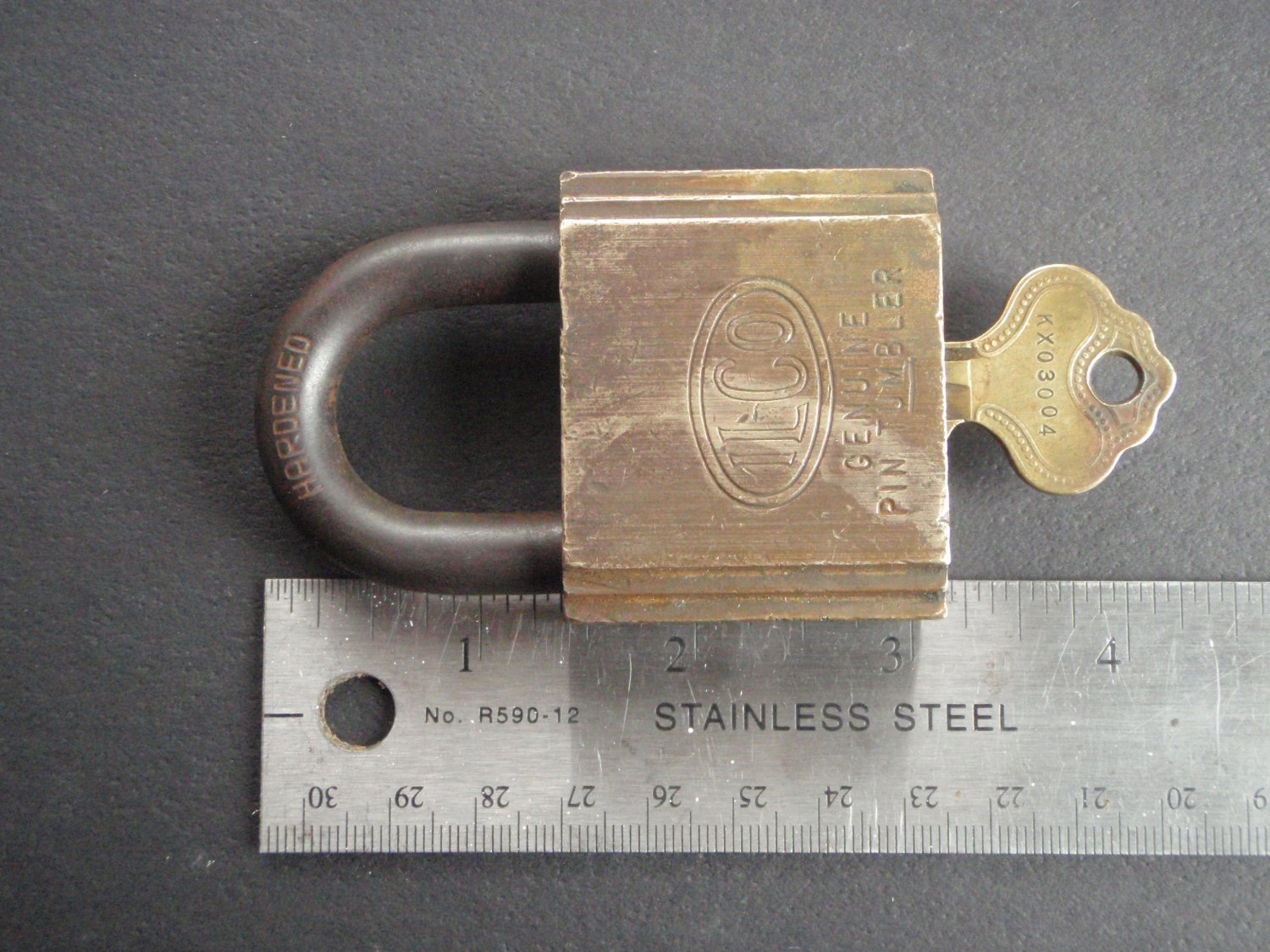Vintage ILCO Genuine Pin Tumbler Lock & Key KXQ3004