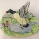 Vintage Mid Century Ceramic Mallard Duck Wall Plaque. 3d Flying Duck.