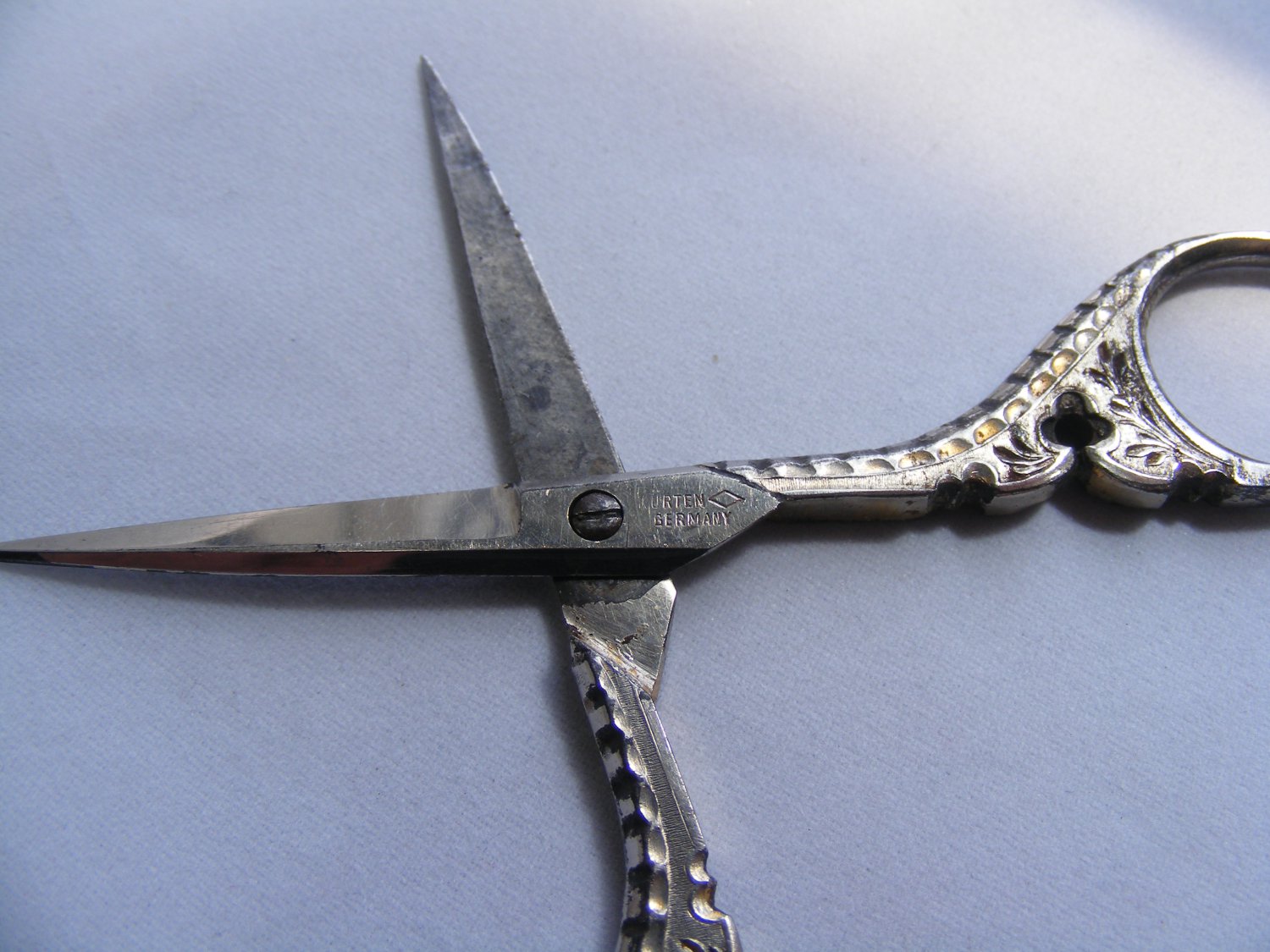 Vintage ornate embroidery scissors kurten germany diamond symbol