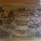 Antique Wooden Milton Bradlay, Jigsaw Puzzle, Map of U.S./American Scenery/Wildlife Litho.