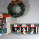 Hallmark 1990 Little FROSTY FRIENDS Collection WREATH & 4 mini ORNAMENTS & Stand