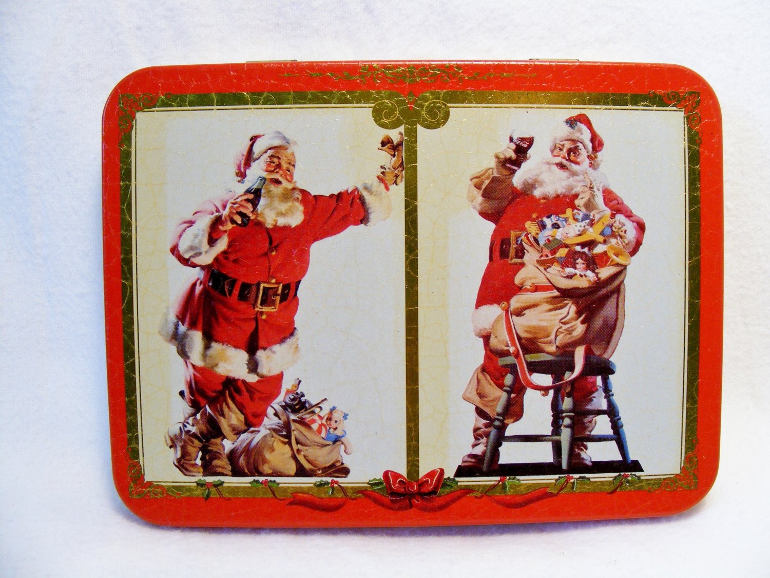 Coca Cola 1994 Playing Cards Christmas Nostalgia Santa 2 Decks Tin 