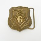 Shriners Masonic Shield Brass Belt Buckle Tiffany Studios, NY   Vintage 1970's