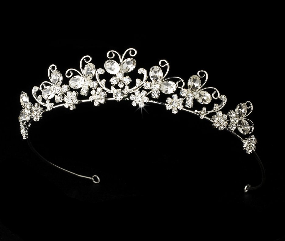 Sparkling Crystal Butterfly Tiara for Quinceanera, Mis Quince Anos, Prom