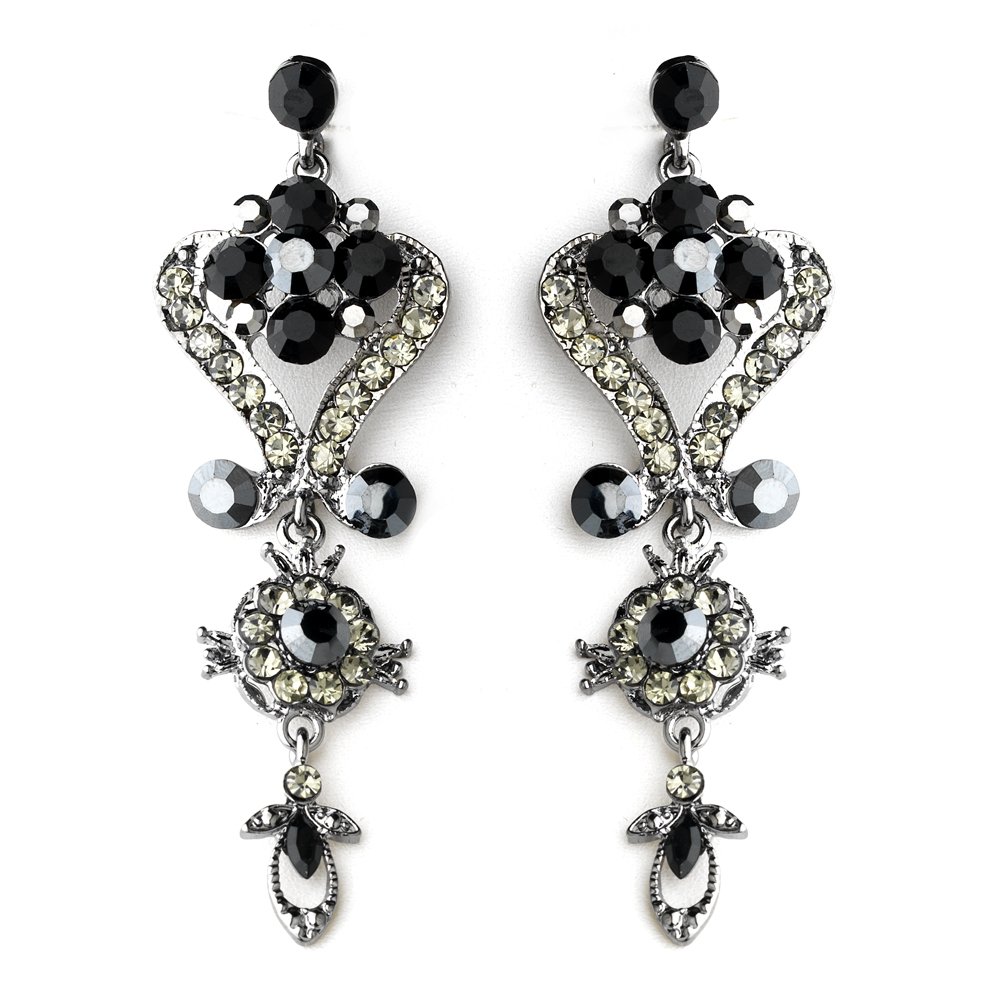 Black Onyx Crystal Chandelier Earrings for Prom, Mis Quince Anos ...