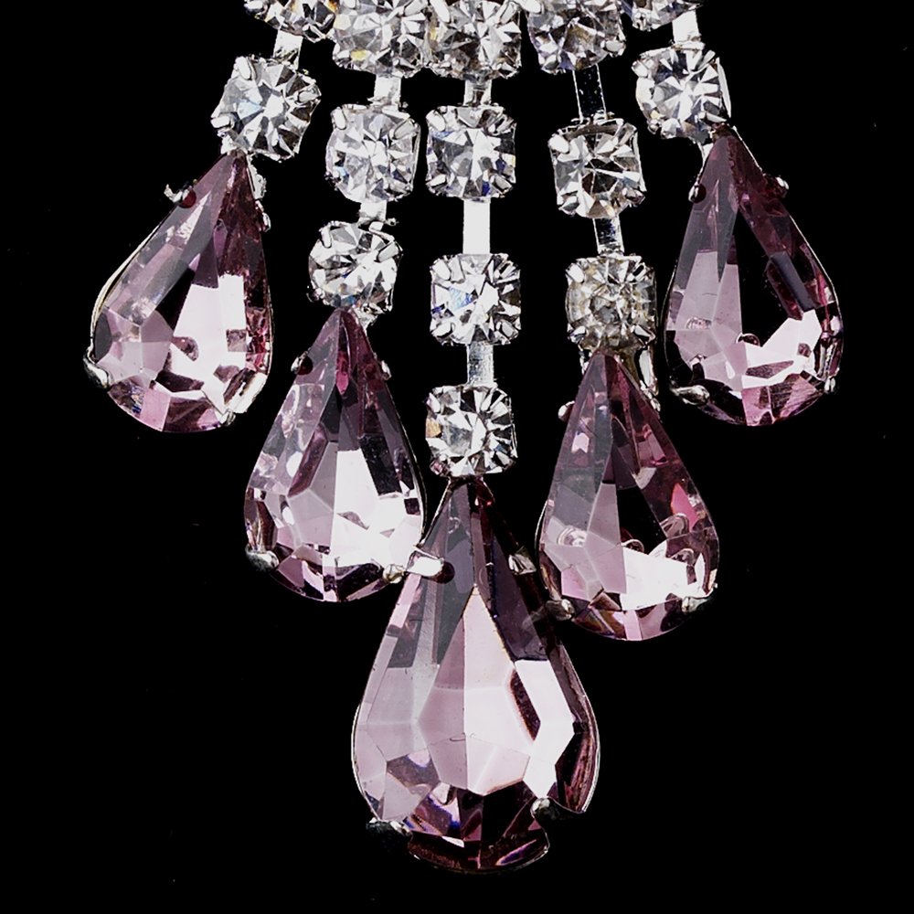 Light Amethyst Rhinestone Earrings for Quinceanera or Mis Quince Anos
