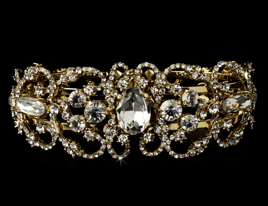 Elegant Gold Rhinestone Quinceanera Bracelet
