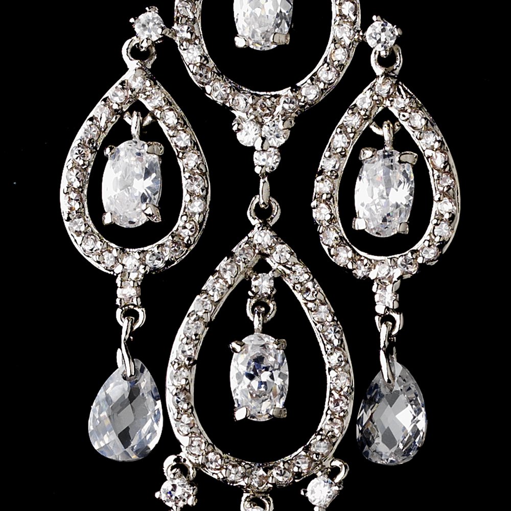 Dramatic Cubic Zirconia Chandelier Earrings