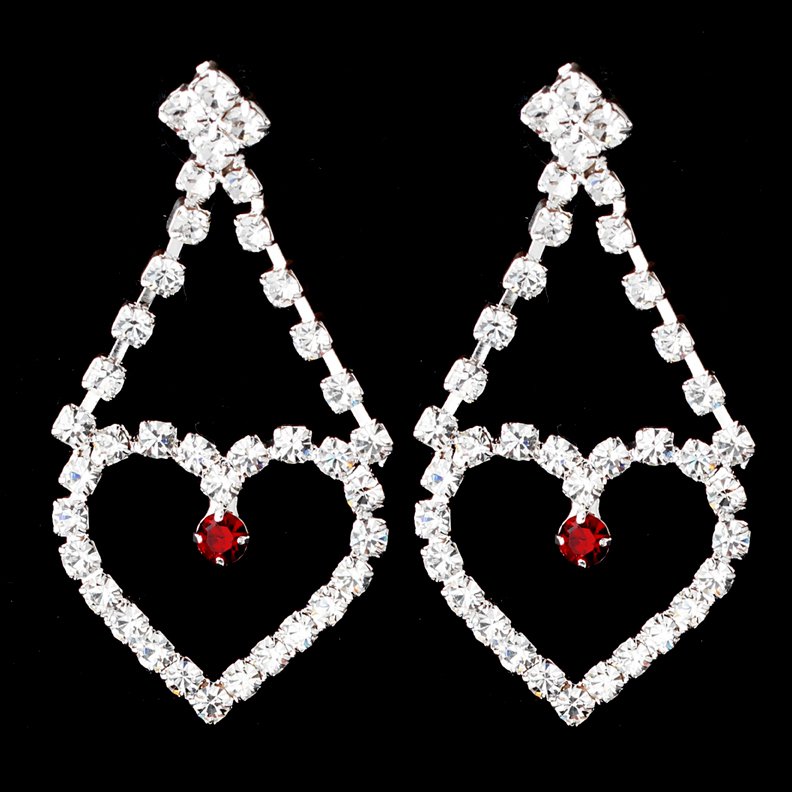 Quinceanera, Sweet 15 Necklace with Red Rhinestone Accents