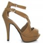 BLOSSOM CARESSA-4 TAN BROWN STRAPPY STILETTO SANDAL size 7,8.9