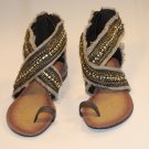 Sexy Womens Rhinestones Denim Sandals Toe Ring Flats v8