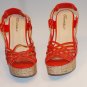 Women's Strappy Gladiators Wedge Shoes Orange Sz 6.5 10