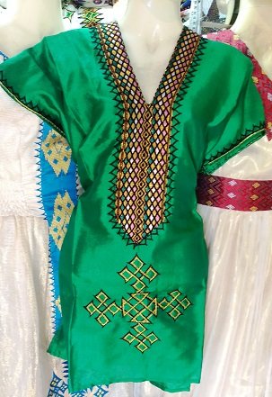 Hand Made Ethiopian (Eritrean) Habesha green mini Dress.Free Shipping ...