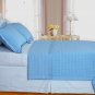 Lit-Blue Checkered Coverlet Set 3PC Egyptian cotton 400 Thread count Reversible