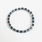 Hematite and opaque blue surfer bracelet
