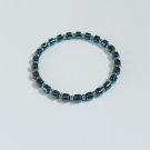 Hematite and clear blue surfer bracelet