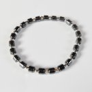 Hematite and sterling silver surfer bracelet